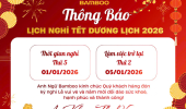 THÔNG BÁO LỊCH NGHỈ TẾT DƯƠNG LỊCH 2026
